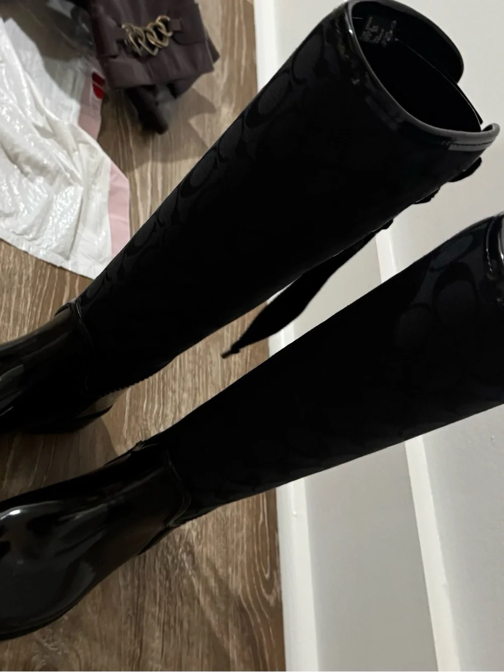 Coach Tristee Black Signature Rain Boots (New)